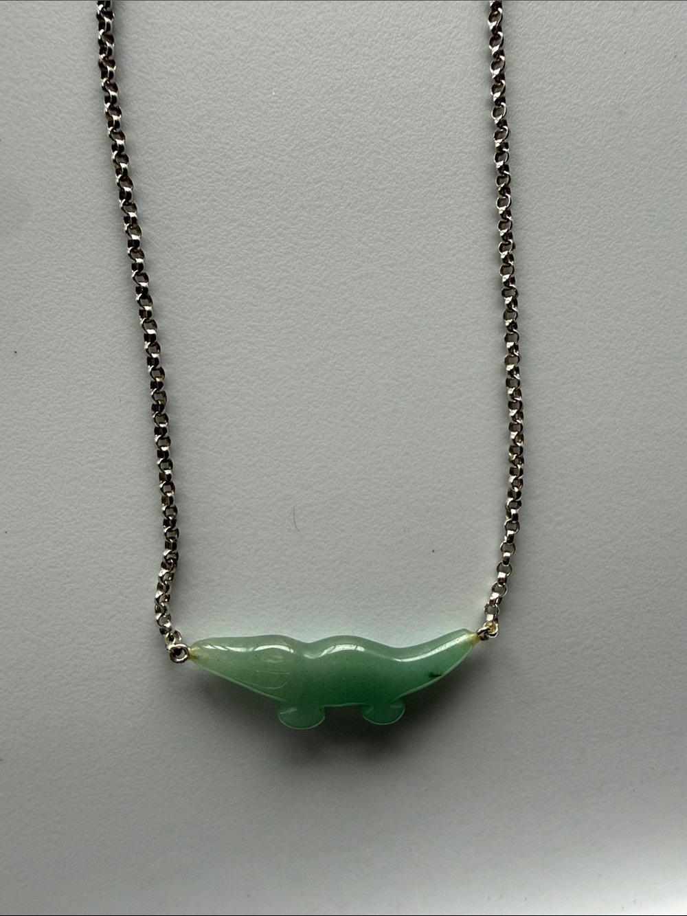 Mignon Faget Adventurine Green Alligator Sterling Silver Necklace - Picture 6 of 7
